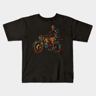 Motorcycle rider abstract colorful Kids T-Shirt